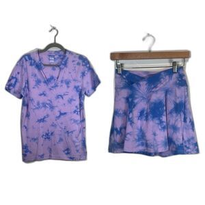 Victoria’s Secret PINK Purple Tie Dye Skort Shirt Set NWOT XS/Small